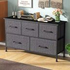 Cassettiera per Vestiti in Tessuto a 5/8/9 Cassetti BestMassage con Piano in Legno, Mobiletto Contenitore Versatile con Struttura in Acciaio