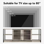 Mobile TV da fattoria industriale con 2 ante in rete, Centro di intrattenimento per TV da 73-80 pollici, Robusta console multimediale con ripiani regolabili, Mobile contenitore
