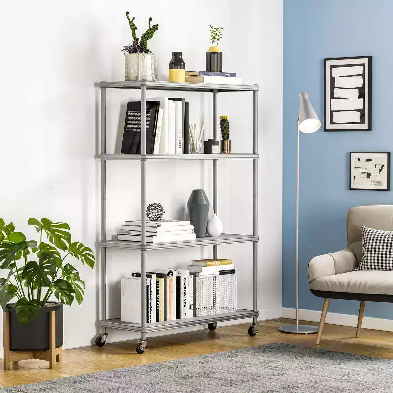 Scaffalatura in acciaio a 4 ripiani HOME di Seville Classics con fodere per ripiani, 36 L x 14 P x 56,5 H