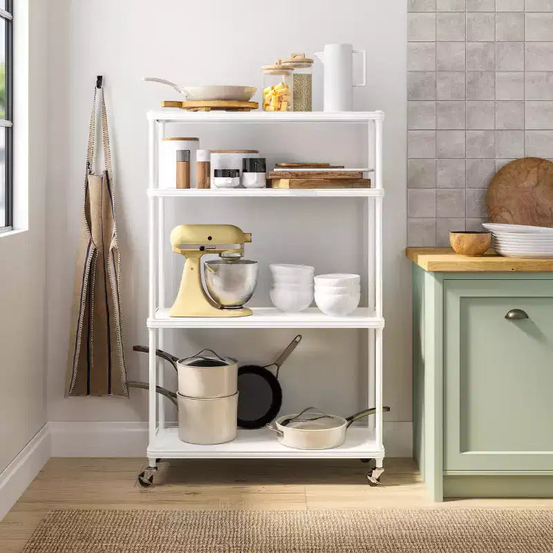 Scaffalatura in acciaio a 4 ripiani HOME di Seville Classics con fodere per ripiani, 36 L x 14 P x 56,5 H