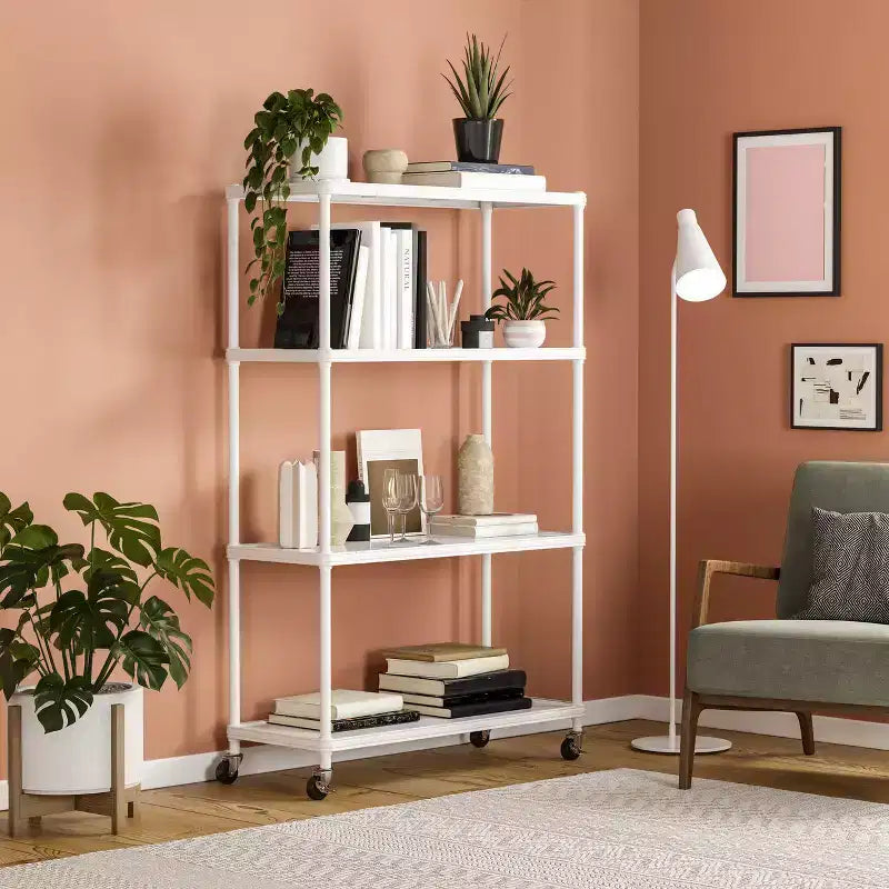 Scaffalatura in acciaio a 4 ripiani HOME di Seville Classics con fodere per ripiani, 36 L x 14 P x 56,5 H