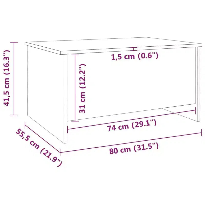 Tavolino da Salotto in Legno Ingegnerizzato Quercia Fumé 80 x 55,5 x 41,5 cm