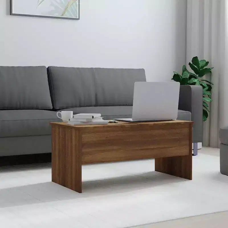 Tavolino da Caffè in Legno Composito Rovere Marrone Medio Scomparti Nascosti