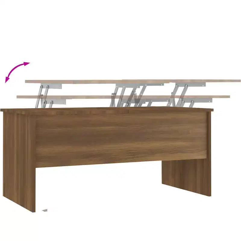 Tavolino da Caffè in Legno Composito Rovere Marrone Medio Scomparti Nascosti