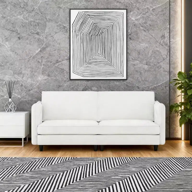 Homy Casa Modern Loveseat Sofa with Slim Armrests and Soft Cushions, for Living Room, Bedroom or Apartment, White