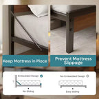 Bestier Letto Matrimoniale Queen Size con LED, Struttura Letto in Metallo con Testiera Contenitore e Stazione di Ricarica, Base Materasso con Struttura Robusta, Noce