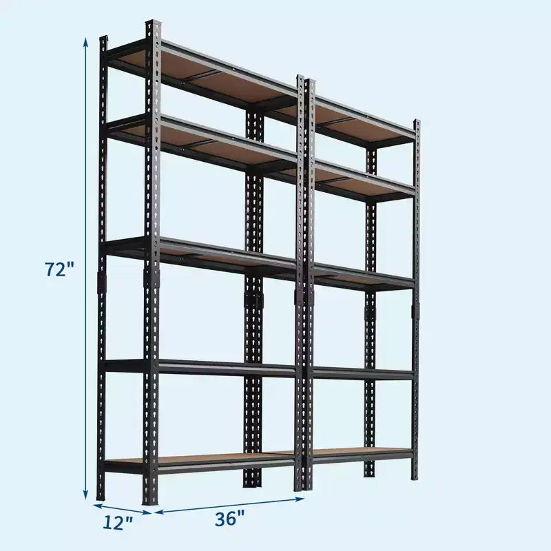 Scaffali portaoggetti a 5 ripiani, scaffalature da garage resistenti, unità di scaffalatura in metallo regolabile, scaffali da garage per seminterrato, cucina, nero