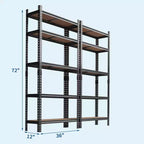 Scaffali portaoggetti a 5 ripiani, scaffalature da garage resistenti, unità di scaffalatura in metallo regolabile, scaffali da garage per seminterrato, cucina, nero
