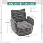 Poltrona Girevole Okak Mid-Century in Tessuto a Righe con Design Estetico, Poltrona Relax per Soggiorni, Zone Relax