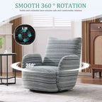 Poltrona Girevole Okak Mid-Century in Tessuto a Righe con Design Estetico, Poltrona Relax per Soggiorni, Zone Relax
