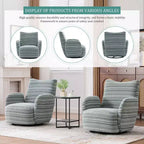 Poltrona Girevole Okak Mid-Century in Tessuto a Righe con Design Estetico, Poltrona Relax per Soggiorni, Zone Relax