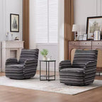Poltrona Girevole Okak Mid-Century in Tessuto a Righe con Design Estetico, Poltrona Relax per Soggiorni, Zone Relax