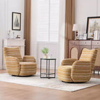 Poltrona Girevole Okak Mid-Century in Tessuto a Righe con Design Estetico, Poltrona Relax per Soggiorni, Zone Relax