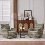 Poltrona Girevole Okak Mid-Century in Tessuto a Righe con Design Estetico, Poltrona Relax per Soggiorni, Zone Relax