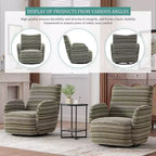 Poltrona Girevole Okak Mid-Century in Tessuto a Righe con Design Estetico, Poltrona Relax per Soggiorni, Zone Relax