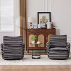 Poltrona Girevole Okak Mid-Century in Tessuto a Righe con Design Estetico, Poltrona Relax per Soggiorni, Zone Relax