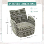 Poltrona Girevole Okak Mid-Century in Tessuto a Righe con Design Estetico, Poltrona Relax per Soggiorni, Zone Relax
