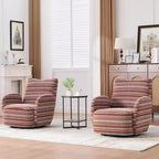 Poltrona Girevole Okak Mid-Century in Tessuto a Righe con Design Estetico, Poltrona Relax per Soggiorni, Zone Relax