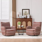 Poltrona Girevole Okak Mid-Century in Tessuto a Righe con Design Estetico, Poltrona Relax per Soggiorni, Zone Relax
