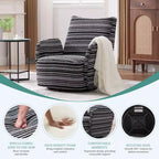 Poltrona Girevole Okak Mid-Century in Tessuto a Righe con Design Estetico, Poltrona Relax per Soggiorni, Zone Relax
