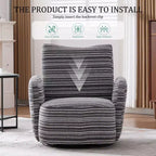 Poltrona Girevole Okak Mid-Century in Tessuto a Righe con Design Estetico, Poltrona Relax per Soggiorni, Zone Relax