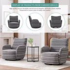 Poltrona Girevole Okak Mid-Century in Tessuto a Righe con Design Estetico, Poltrona Relax per Soggiorni, Zone Relax