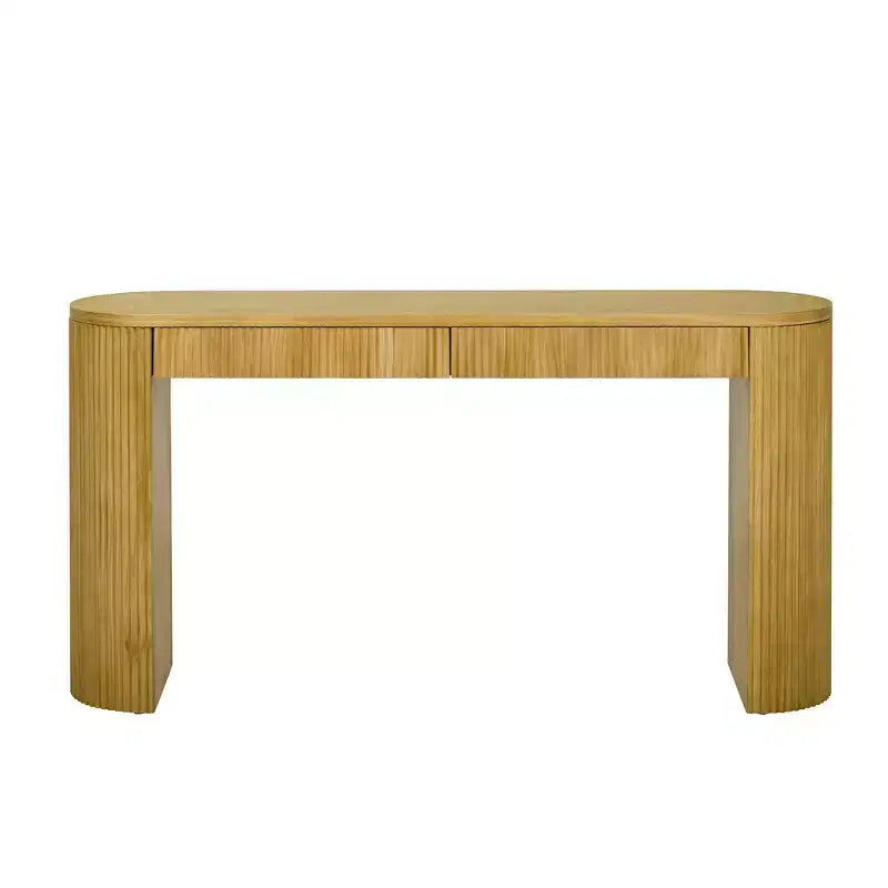 Tavolo Consolle Okak 58.2IN con Gambe Robuste Ad Arco Regolabili, Tavolo da Ingresso con Ampio Piano e Doppio Cassetto, Tavolo Accent per Soggiorno