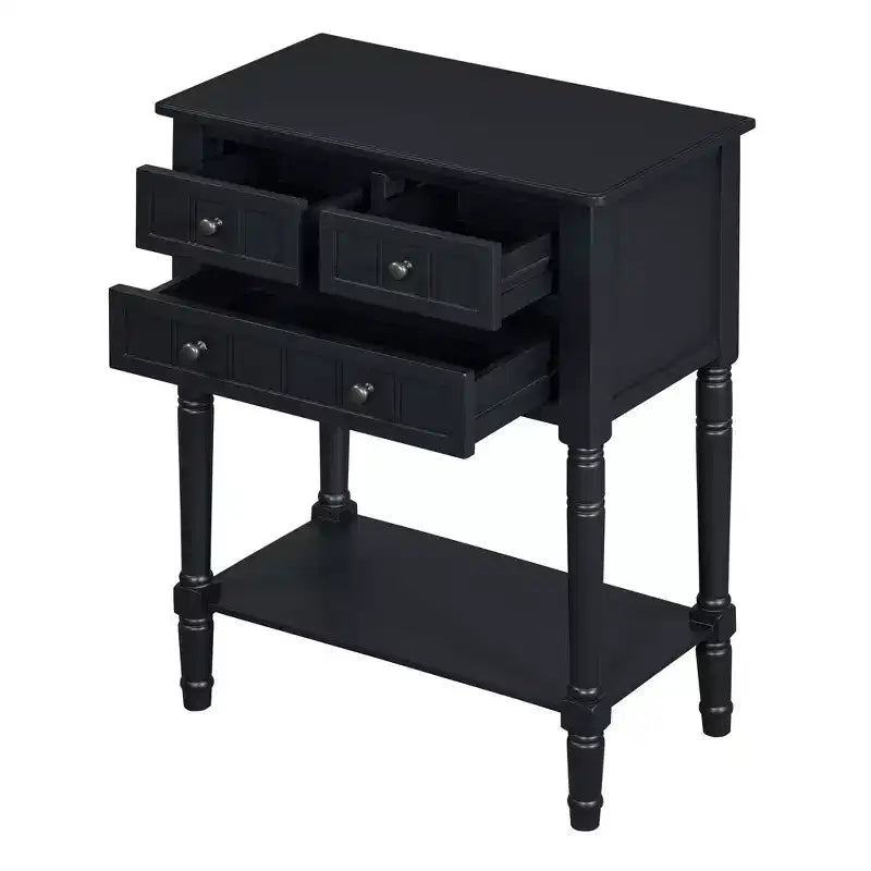 Tavolino consolle stretto retrò Okak 23.7IN, Tavolino da ingresso con tre cassetti e ripiano inferiore, Tavolo da corridoio per soggiorno, Ingresso