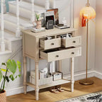 Tavolino consolle stretto retrò Okak 23.7IN, Tavolino da ingresso con tre cassetti e ripiano inferiore, Tavolo da corridoio per soggiorno, Ingresso
