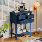 Tavolino consolle stretto retrò Okak 23.7IN, Tavolino da ingresso con tre cassetti e ripiano inferiore, Tavolo da corridoio per soggiorno, Ingresso