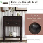 Tavolino consolle stretto retrò Okak 23.7IN, Tavolino da ingresso con tre cassetti e ripiano inferiore, Tavolo da corridoio per soggiorno, Ingresso