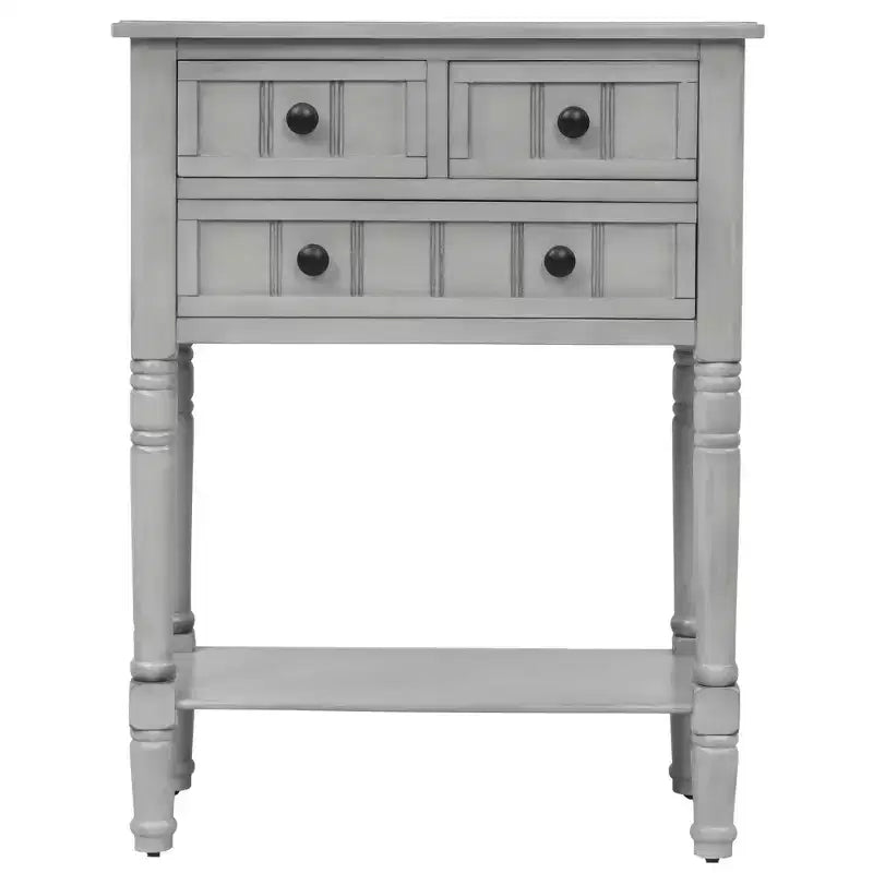 Tavolino consolle stretto retrò Okak 23.7IN, Tavolino da ingresso con tre cassetti e ripiano inferiore, Tavolo da corridoio per soggiorno, Ingresso