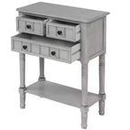Tavolino consolle stretto retrò Okak 23.7IN, Tavolino da ingresso con tre cassetti e ripiano inferiore, Tavolo da corridoio per soggiorno, Ingresso