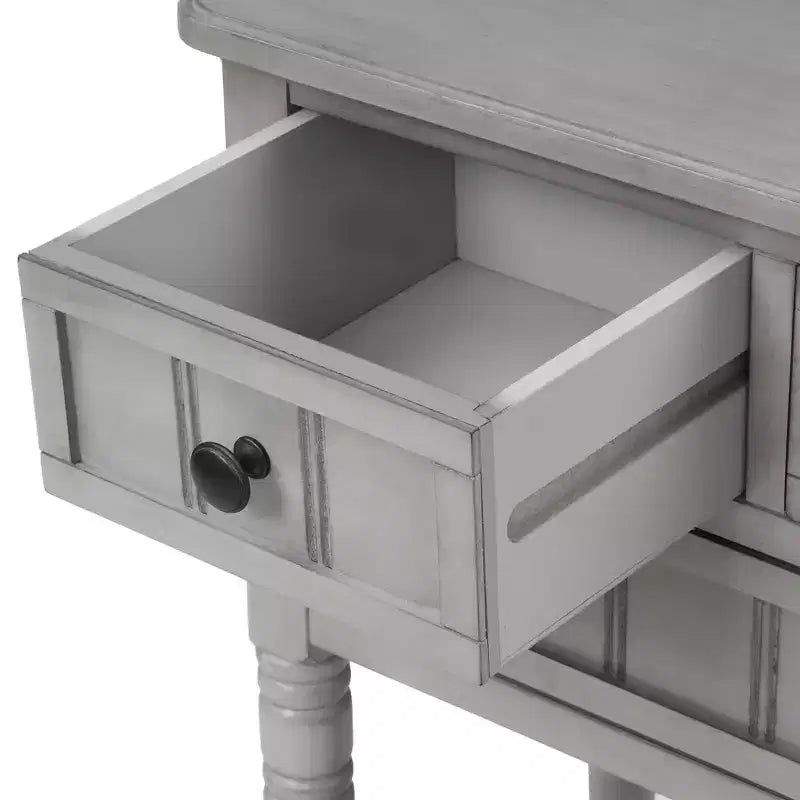Tavolino consolle stretto retrò Okak 23.7IN, Tavolino da ingresso con tre cassetti e ripiano inferiore, Tavolo da corridoio per soggiorno, Ingresso