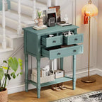 Tavolino consolle stretto retrò Okak 23.7IN, Tavolino da ingresso con tre cassetti e ripiano inferiore, Tavolo da corridoio per soggiorno, Ingresso