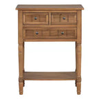 Tavolino consolle stretto retrò Okak 23.7IN, Tavolino da ingresso con tre cassetti e ripiano inferiore, Tavolo da corridoio per soggiorno, Ingresso