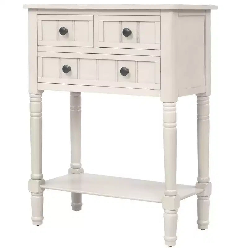 Tavolino consolle stretto retrò Okak 23.7IN, Tavolino da ingresso con tre cassetti e ripiano inferiore, Tavolo da corridoio per soggiorno, Ingresso