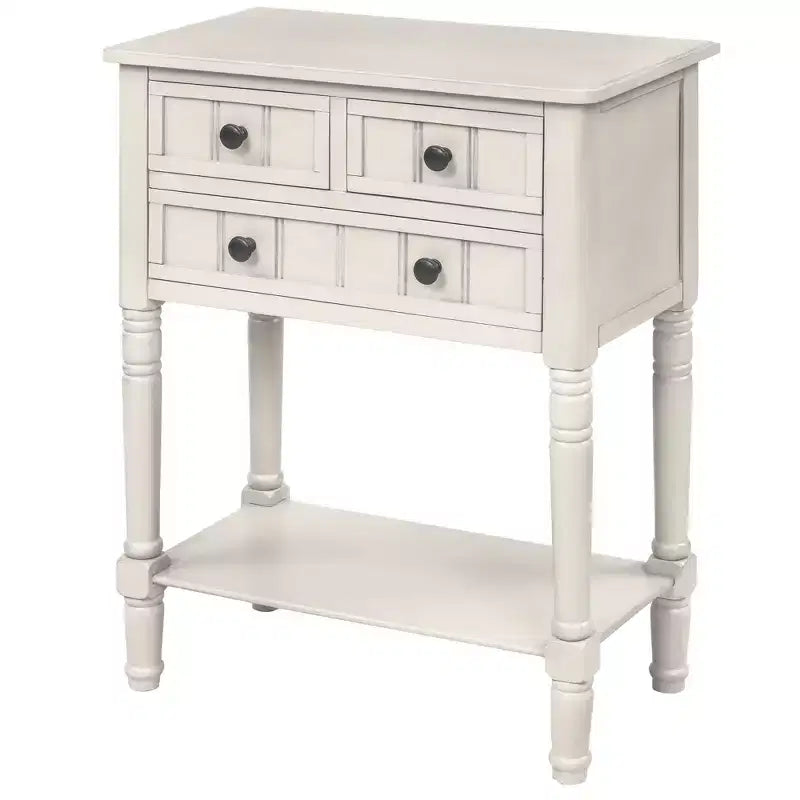 Tavolino consolle stretto retrò Okak 23.7IN, Tavolino da ingresso con tre cassetti e ripiano inferiore, Tavolo da corridoio per soggiorno, Ingresso