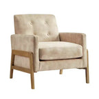 Poltrona moderna Okak con schienale trapuntato elegante e struttura in legno massello, sedia da lettura e relax per soggiorni, aree relax