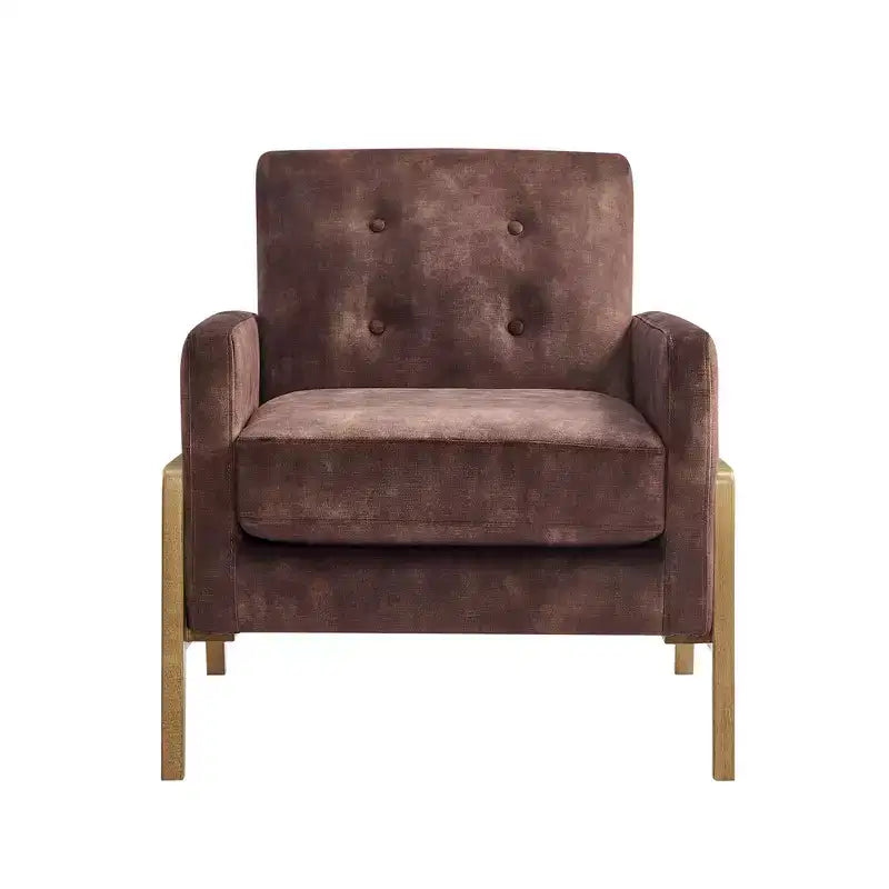 Poltrona moderna Okak con schienale trapuntato elegante e struttura in legno massello, sedia da lettura e relax per soggiorni, aree relax