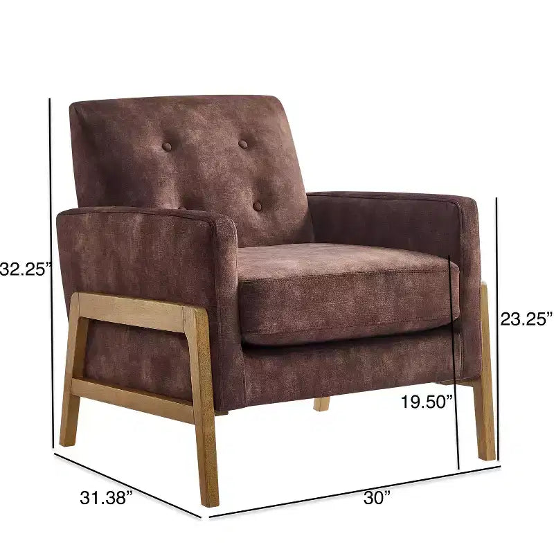 Poltrona moderna Okak con schienale trapuntato elegante e struttura in legno massello, sedia da lettura e relax per soggiorni, aree relax