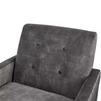 Poltrona moderna Okak con schienale trapuntato elegante e struttura in legno massello, sedia da lettura e relax per soggiorni, aree relax
