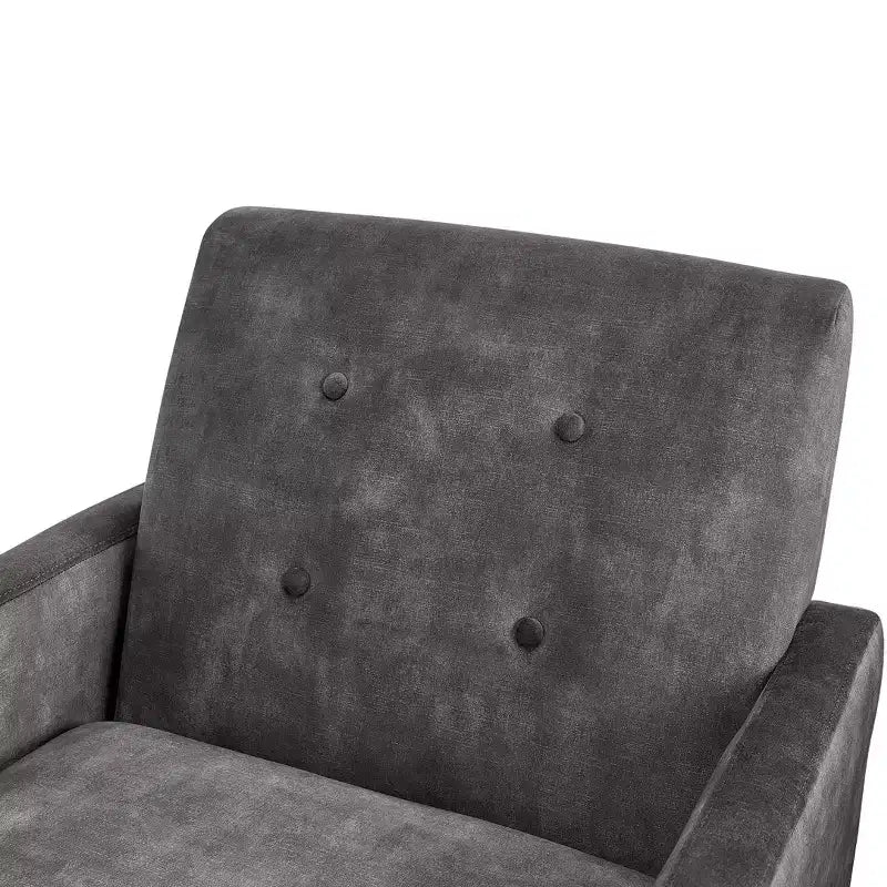 Poltrona moderna Okak con schienale trapuntato elegante e struttura in legno massello, sedia da lettura e relax per soggiorni, aree relax