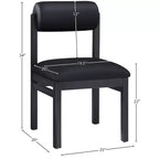 Meridian Furniture, Sedia da pranzo imbottita in pelle vegana Roundhill, Set da 2