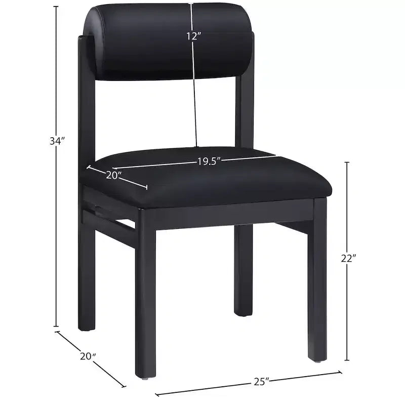 Meridian Furniture, Sedia da pranzo imbottita in pelle vegana Roundhill, Set da 2