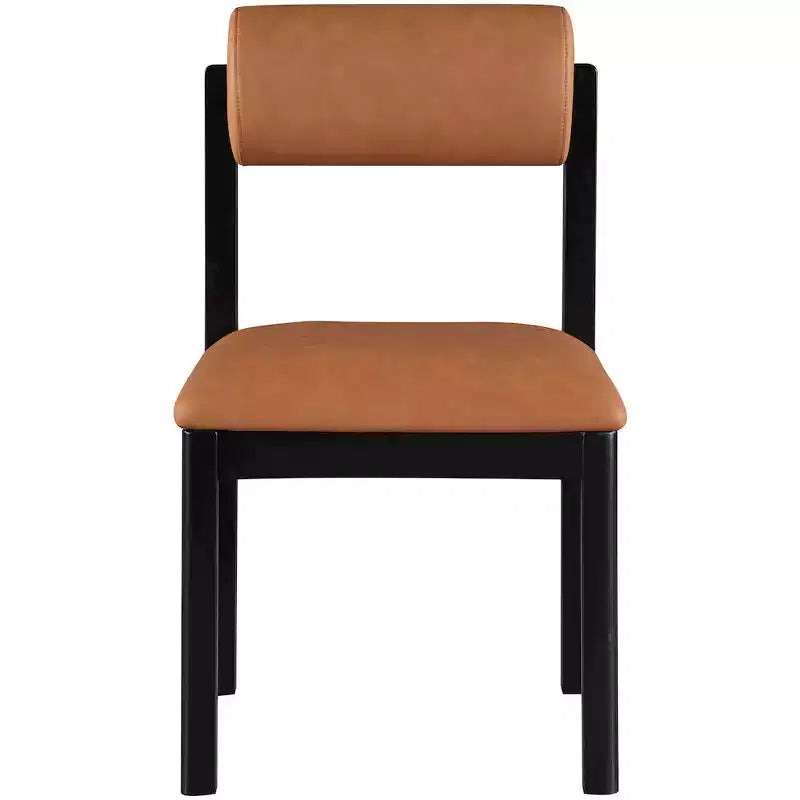 Meridian Furniture, Sedia da pranzo imbottita in pelle vegana Roundhill, Set da 2