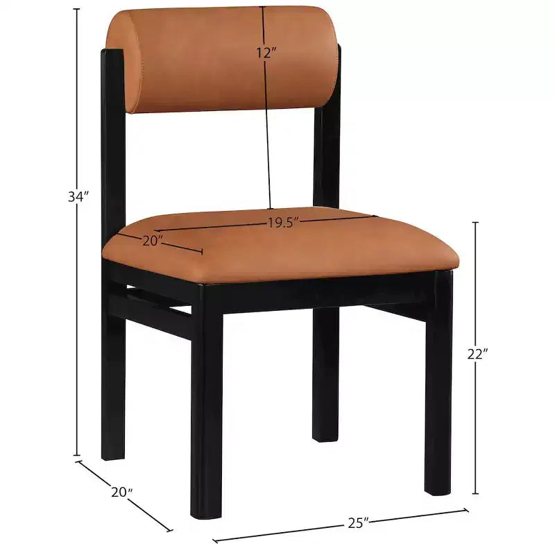 Meridian Furniture, Sedia da pranzo imbottita in pelle vegana Roundhill, Set da 2