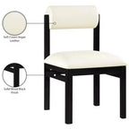 Meridian Furniture, Sedia da pranzo imbottita in pelle vegana Roundhill, Set da 2