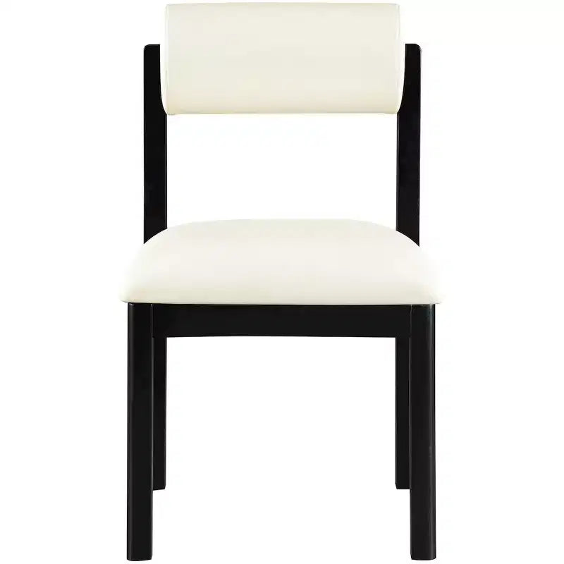 Meridian Furniture, Sedia da pranzo imbottita in pelle vegana Roundhill, Set da 2