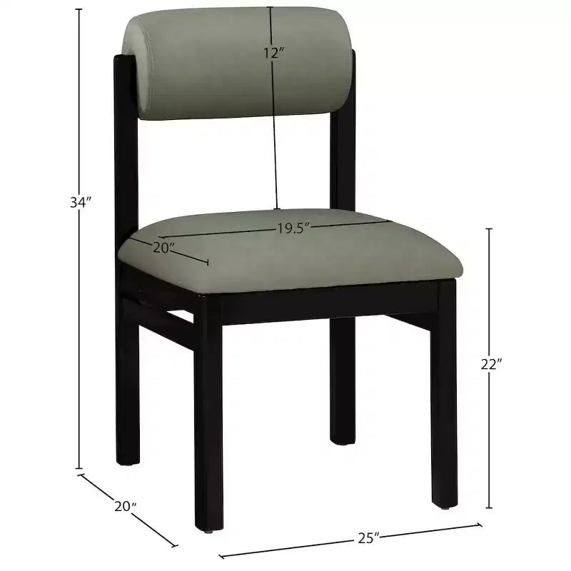 Meridian Furniture, Sedia da pranzo imbottita in pelle vegana Roundhill, Set da 2